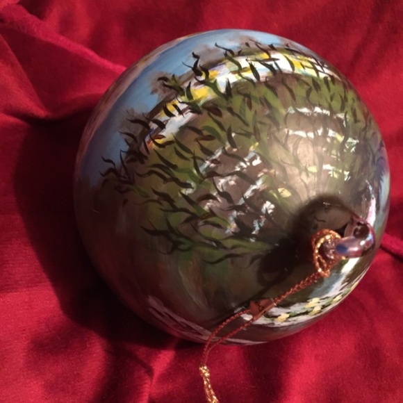 Bloomingdales Impressionists painted glass ornament New Vintage nature landscape - Picture 3 of 9